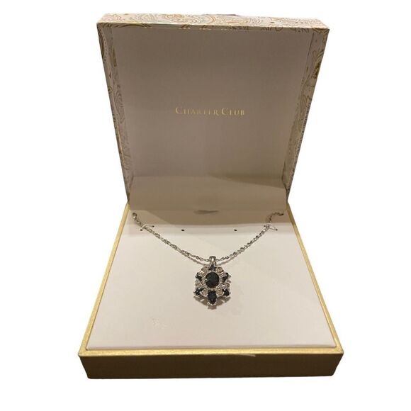 NWT Charter Club Crystal & Stone Cluster Pendant Necklace - Picture 3 of 5